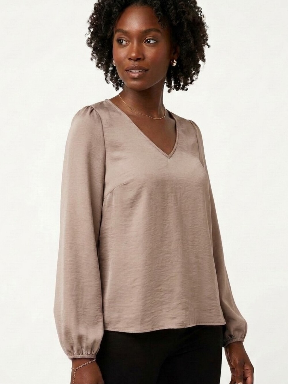 Taupe Cuffed Sleeve Blouse